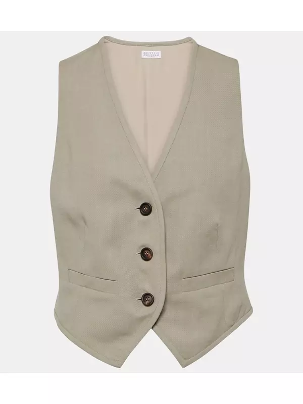 Однобортный жилет Brunello Cucinelli, серый