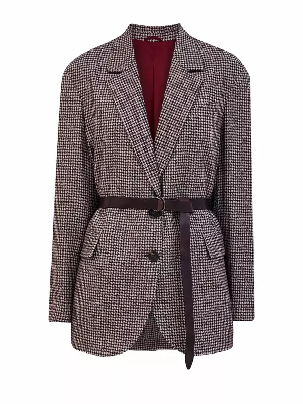 Жакет из шерсти и альпаки с ремнем и цепочкой Мониль