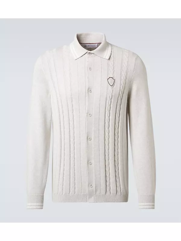 Кардиган из хлопка с узором косичка Brunello Cucinelli, 2719+2723