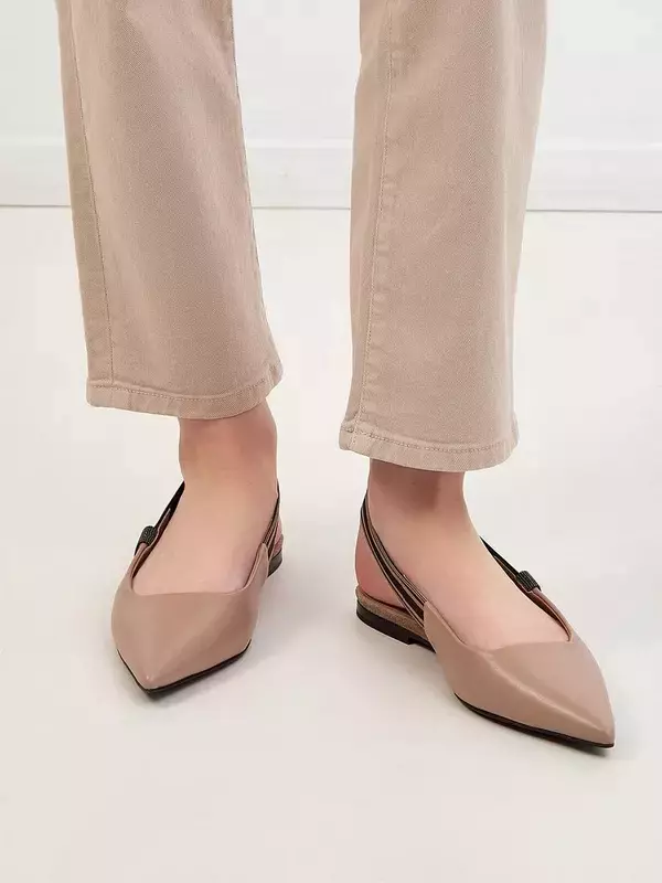 Туфли-балетки из мягкой наппы с цепочками Мониль