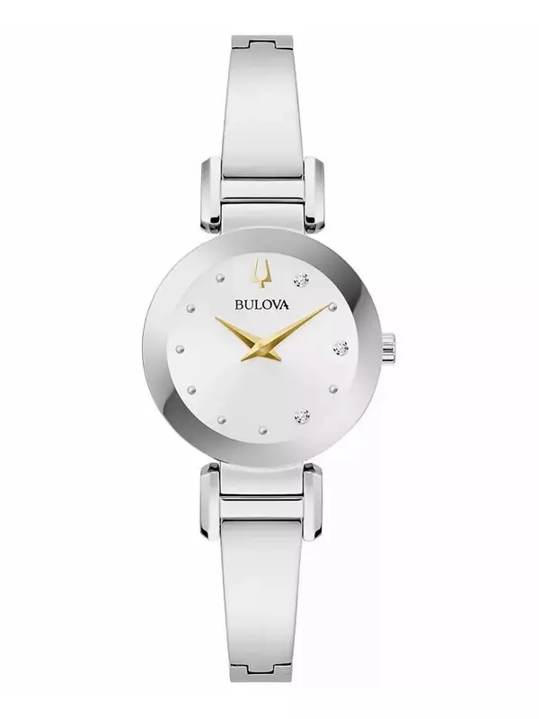 Женские часы Marc Anthony Modern Diamond Accent из нержавеющей стали с браслетом-браслетом, 26 мм Bulova, серебро