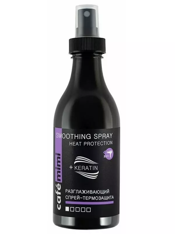 Cafe mimi Спрей-термозащита для волос Разглаживающий, слабая фиксация, 250 мл