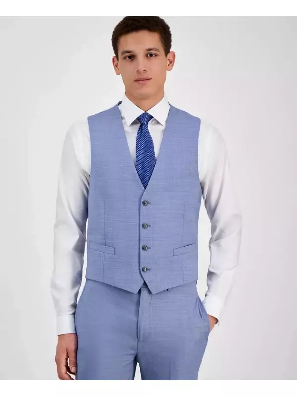 Мужской жилет из смесовой шерсти с бесконечной растяжимостью Slim-Fit Calvin Klein, синий