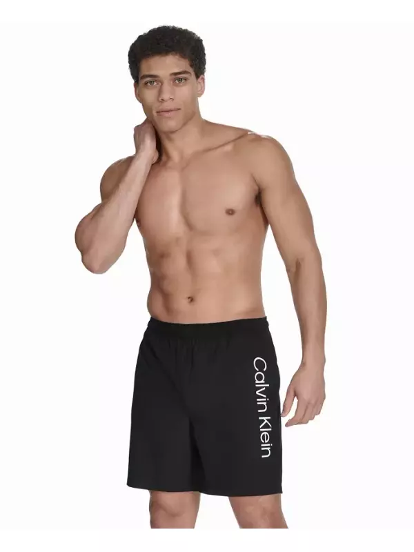 Мужские классические быстросохнущие плавки 5 с компрессионными шортами-лайнером Calvin Klein, черный