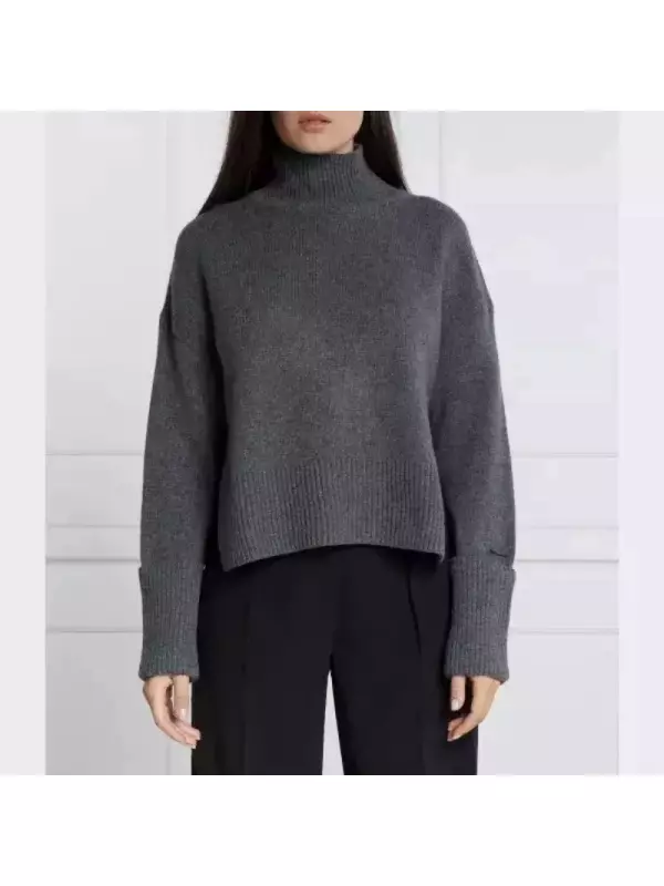 Шерстяная водолазка стандартного кроя с добавлением кашемира Calvin Klein, черный