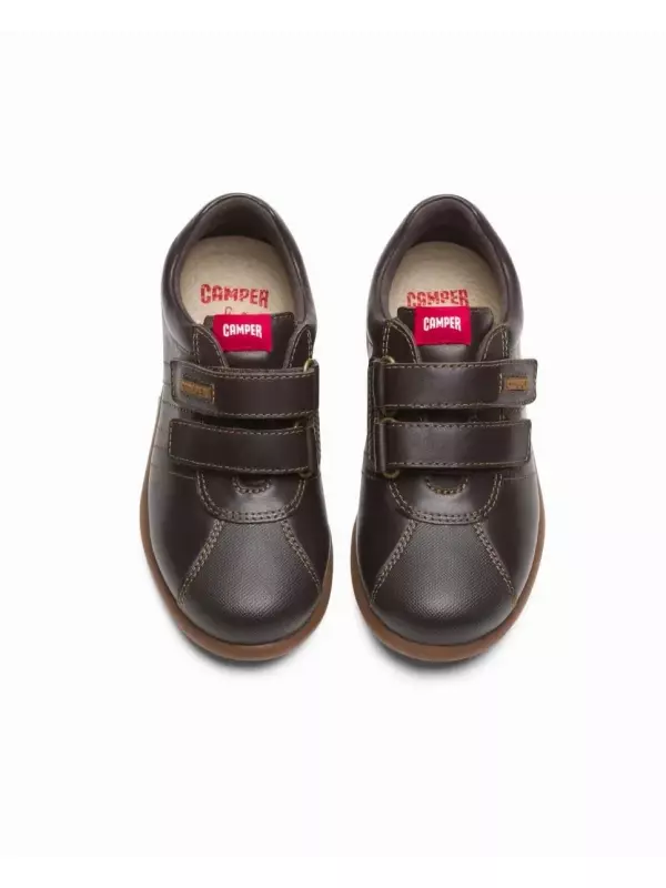 Гладкие кожаные тапочки Pelotas Ariel для мальчика с застежкой-липучкой Camper, темно-коричневый