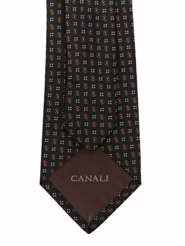 Canali галстук с геометричным узором, черный