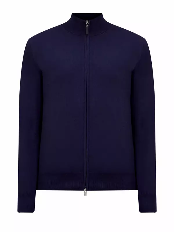 Однотонный кардиган из гладкой хлопковой пряжи на молнии