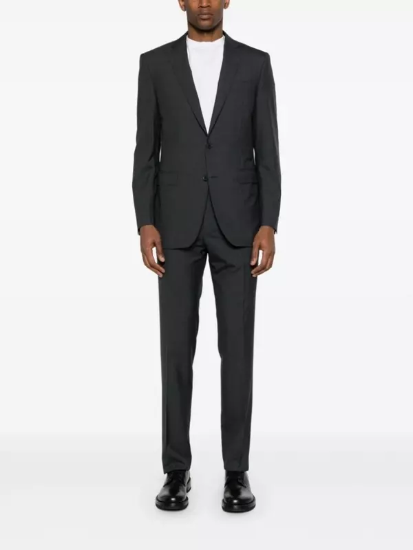 Canali шерстяной костюм с однобортным пиджаком, серый