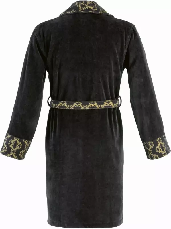 CARLO COLUCCI мужской халат Raffaele (1 шт.), золотистые велюровые жаккардовые детали на рукавах, воротнике и поясе, черный