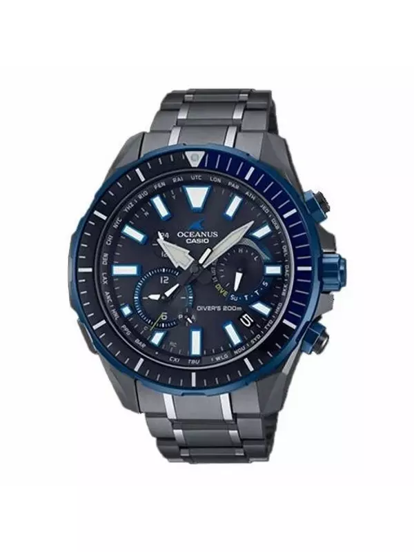 Часы CASIO Male OCEANUS Japan / South Korea Fashion Sapphire Crystal Mens Black Analog, черный