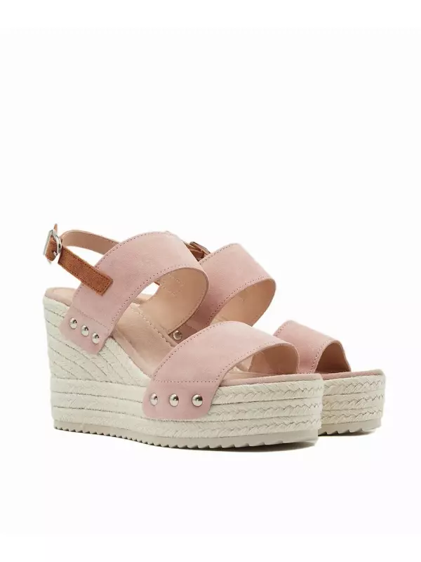 Женские босоножки на танкетке из замши на платформе CASTELL MENORCA, розовый