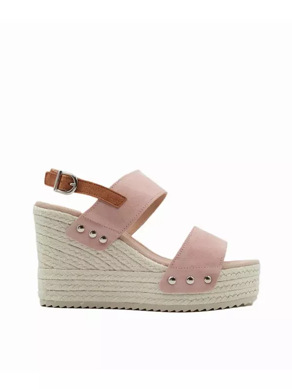 Женские босоножки на танкетке из замши на платформе CASTELL MENORCA, розовый