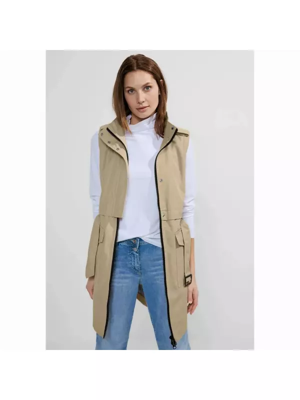 Длинный жилет Cecil с воротником с лацканами, кремовый