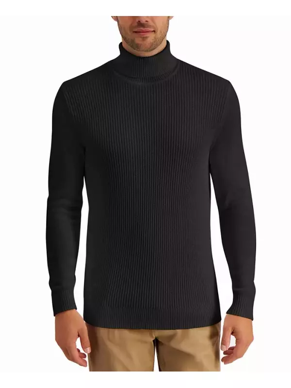 Мужской фактурный хлопковый водолазка свитер, создано для Macy's Club Room, черный