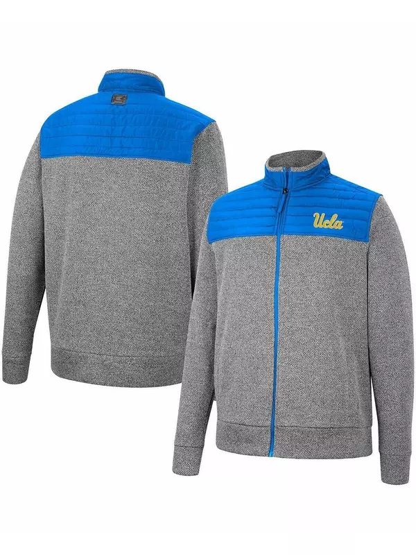 Мужская угольно-синяя куртка ucla bruins putter herringbone с молнией во всю длину Colosseum, мульти