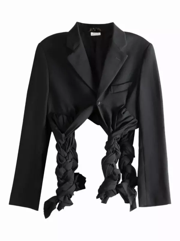 Укороченный жакет с плетеными деталями COMME DES GARCONS, черный