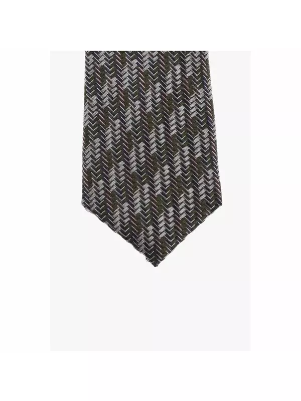 CC COLLECTION Шелковый галстук с узором «елочка» Corneliani, серый