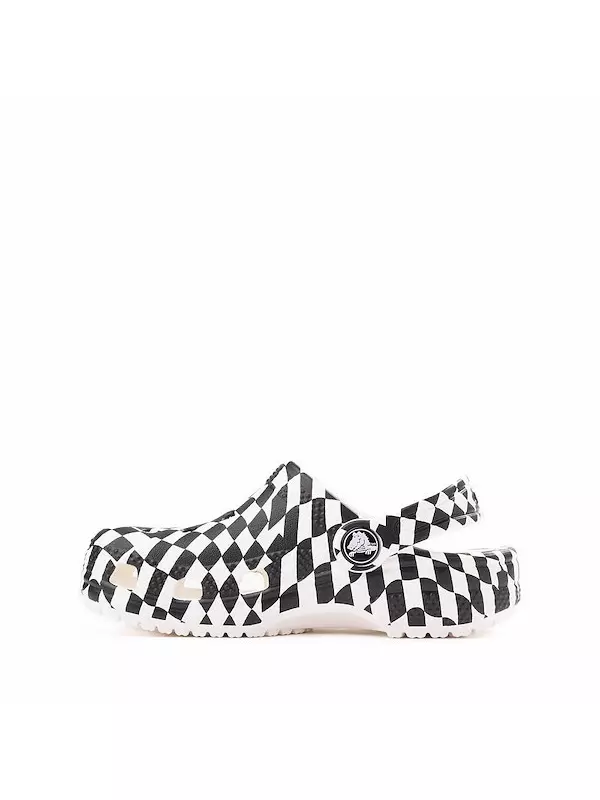 Сабо Crocs Classic Warped Checker Clog, белый/черный