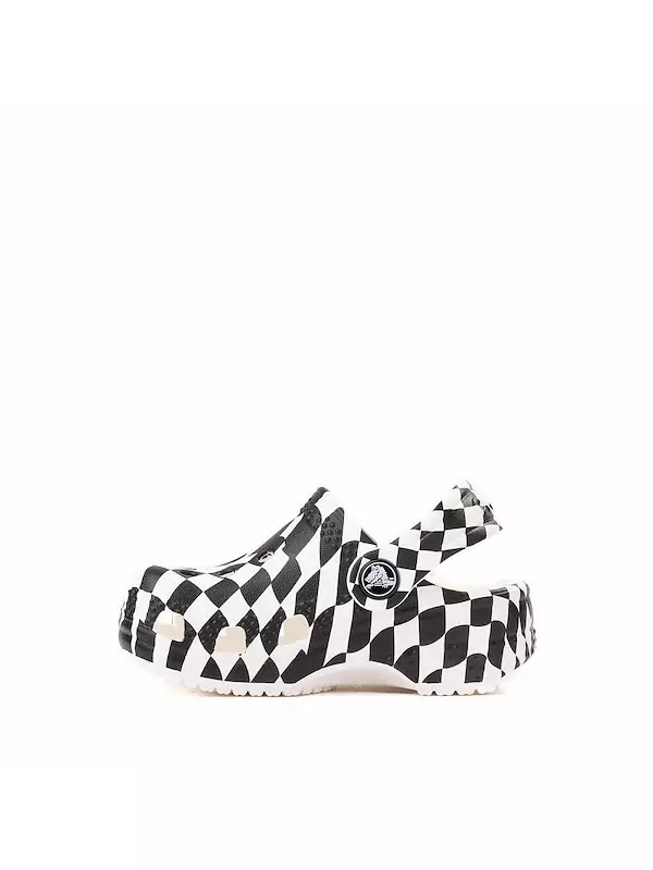 Сабо Crocs Littles Warped Checker Clog, цвет White/Warped Checkerboard
