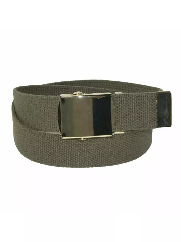 Хлопковый регулируемый ремень с латунной пряжкой CTM, оливковый