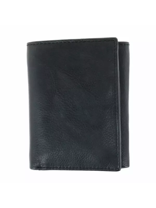 Мужской кошелек из кожи американского бизона с RFID-картой тройного сложения CTM, черный