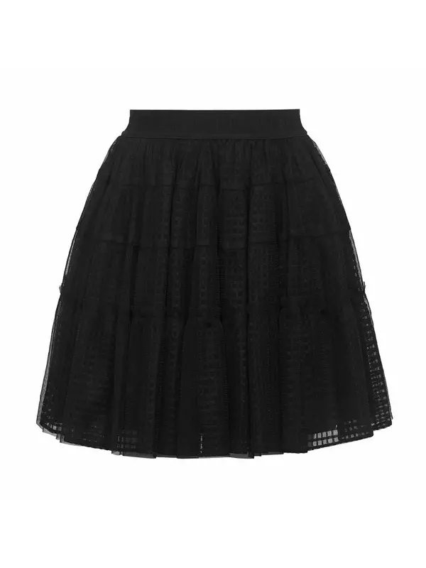 Короткая газовая юбка Deep Breath с эластичной резинкой на талии, черный