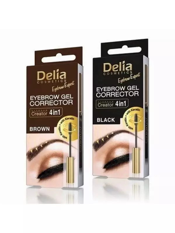 Delia Creator Гель-корректор для бровей с кератином - черный/коричневый 7мл