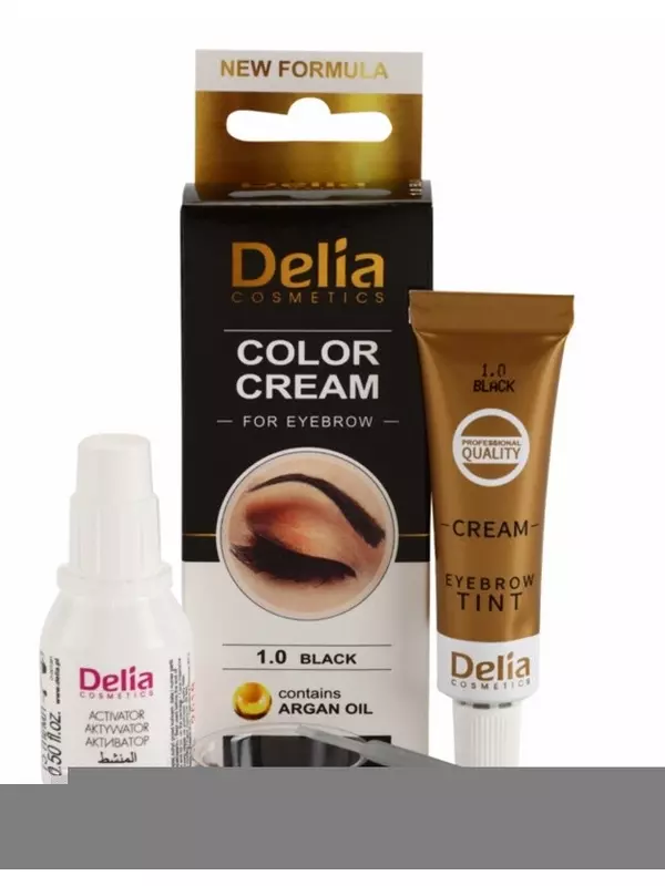 Краска для бровей Delia Cosmetics Argan Oil, оттенок 1.0 Black 15 мл