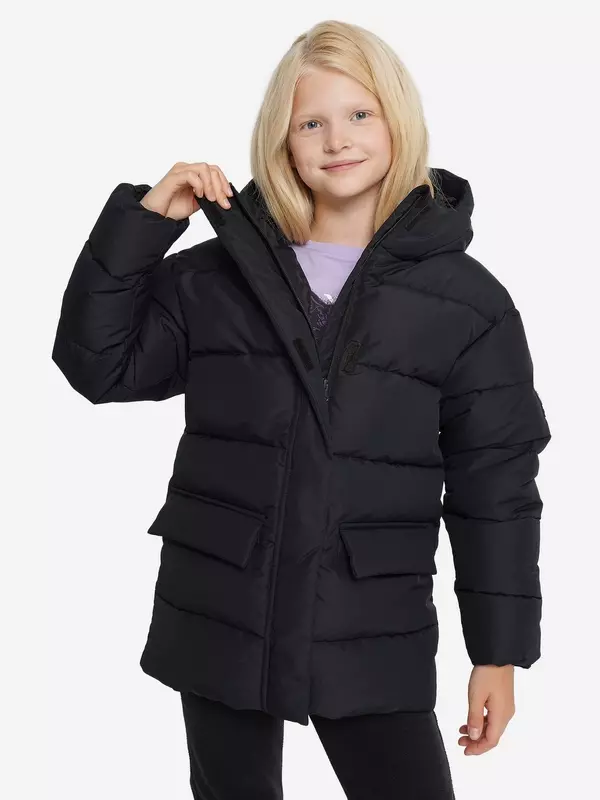 Пуховик для девочек, Черный
