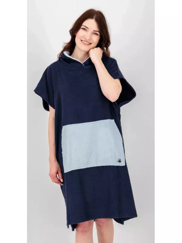 DEPROC Active Poncho Пончо для ванны PARLEE BEACH, пончо для купания с большим карманом-кенгуру и внутренним карманом, синий