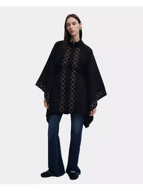 Пончо зигзаг Desigual, бежевый