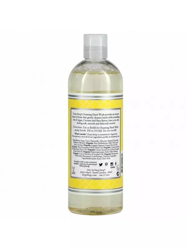 Deep Steep, пенка для мытья рук с кокосовым, аргановым маслами и маслом ши, грейпфрут и бергамот, 474 мл (16 жидк. унций)