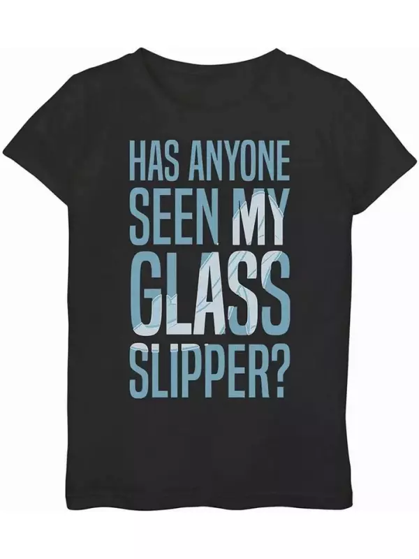 Футболка с рисунком «Пропавшие тапочки Золушки» для девочек 7–16 лет Disney, черный