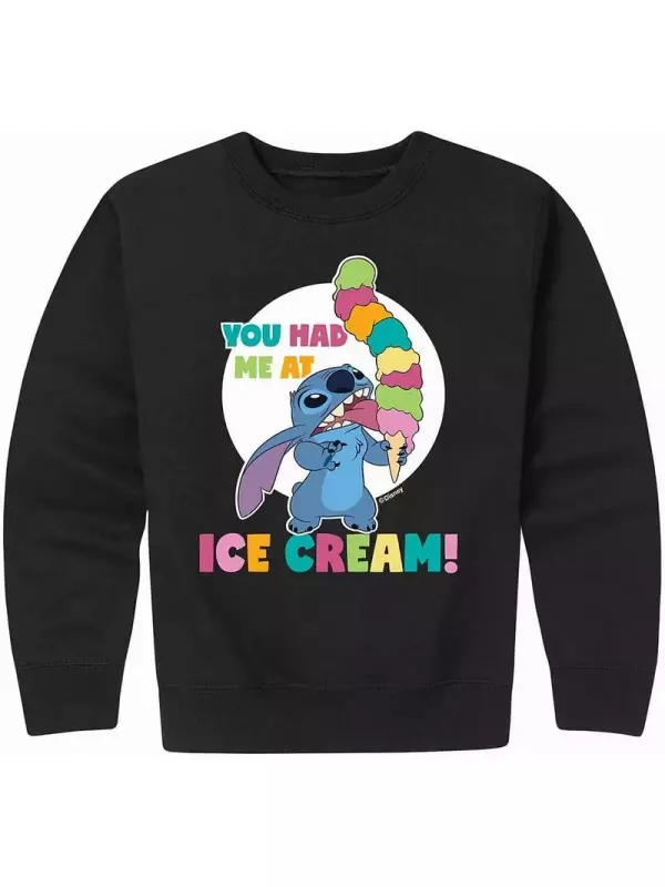 Флисовый пуловер с рисунком мороженого Disney's Lilo & Stitch для мальчиков 8–20 лет Disney, черный