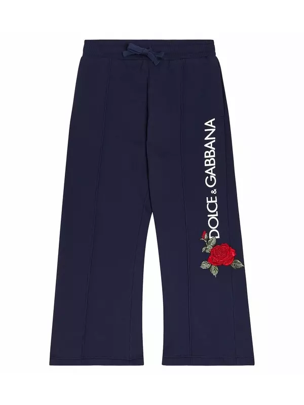 Спортивные брюки из хлопкового джерси с логотипом Rose Dolce&Gabbana, синий