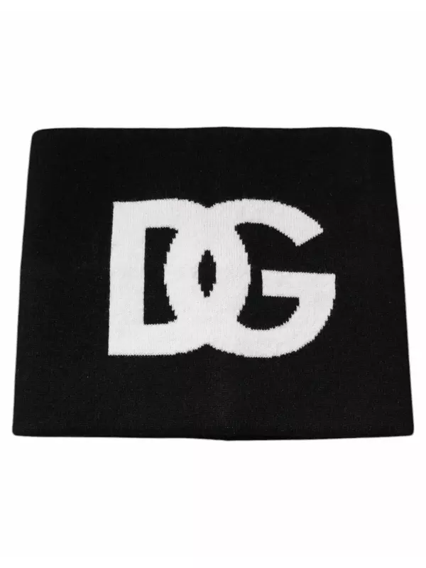 Черный кашемировый квадратный платок с логотипом DG Dolce & Gabbana