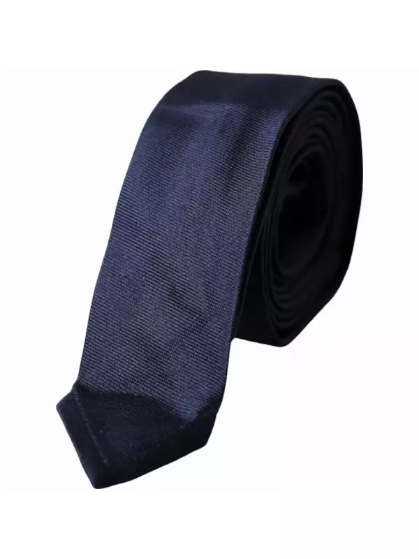 Темно-синий шелковый узкий регулируемый галстук Dolce & Gabbana