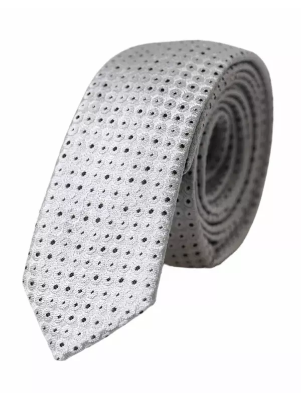 Галстук мужской шелковый в светлый серый горошек, регулируемый Dolce & Gabbana