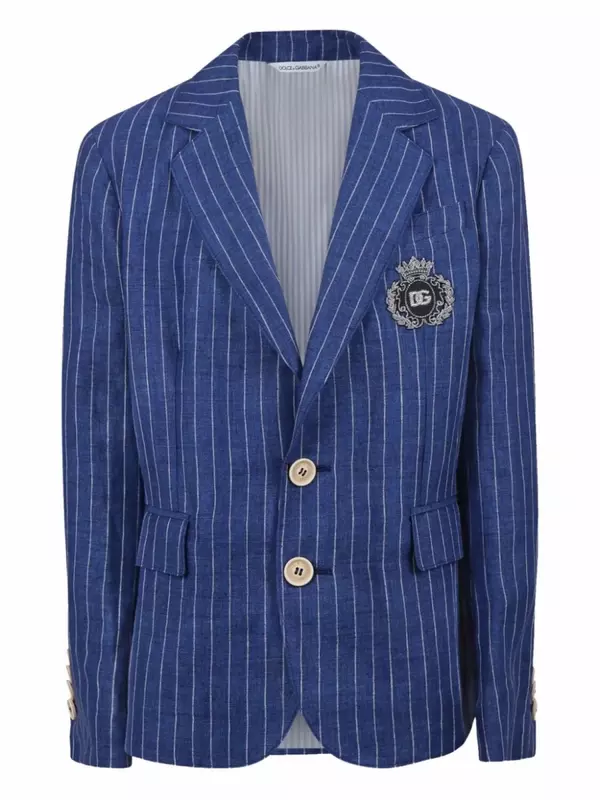 Детский льняной блейзер Dolce & Gabbana Kids, синий