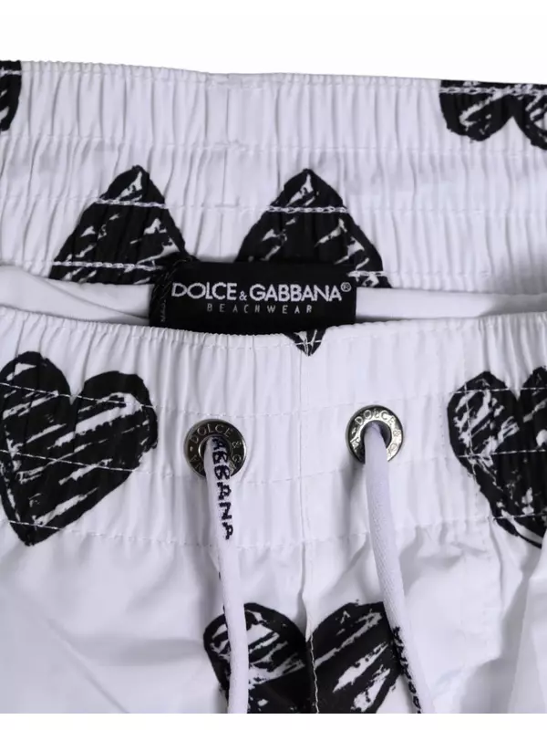 Мужские плавки-боксеры с принтом в виде белых и черных сердец Dolce & Gabbana, белый