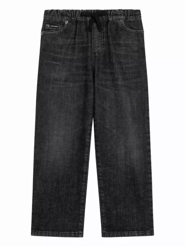 Джинсы с вышитым логотипом Dolce & Gabbana Kids, черный