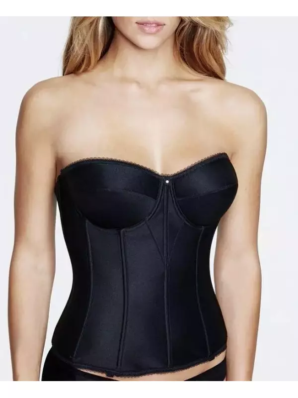 Длинный атласный корсет без бретелек Juliette 8950 Dominique, черный