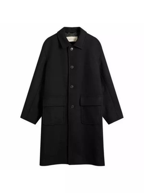 Шерстяное твиловое пальто Dries Van Noten, black