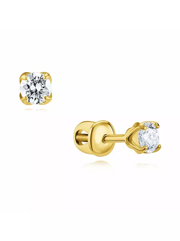 Пусеты из желтого золота с бриллиантами