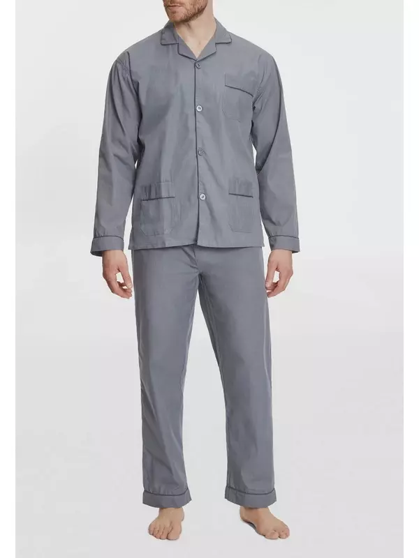 Пижама мужская, воротник с лацканами, планка на пуговицах Dunmore, серый