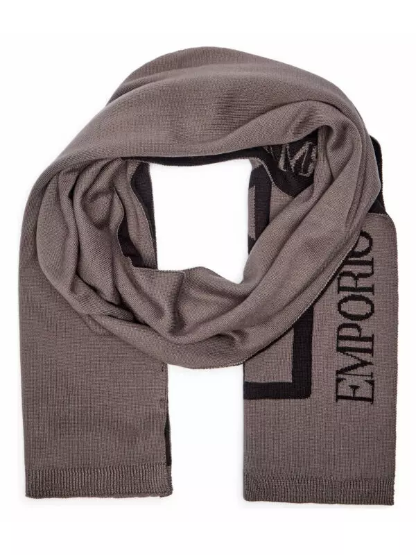 Шарф мужской Ea7 с логотипом бренда, серый
