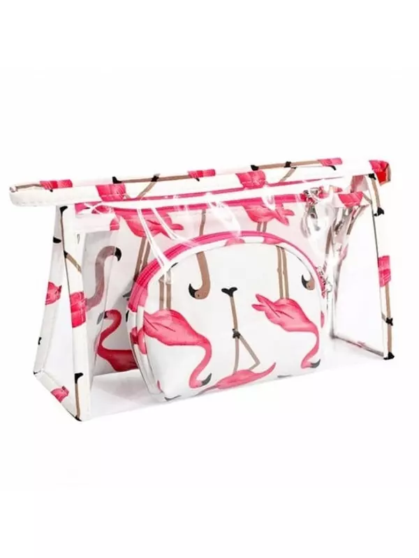 Набор из 3 косметичек - Белые фламинго eCarla