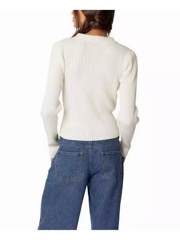 Вязаный кардиган на молнии Edikted Cora, слоновая кость/кремовый