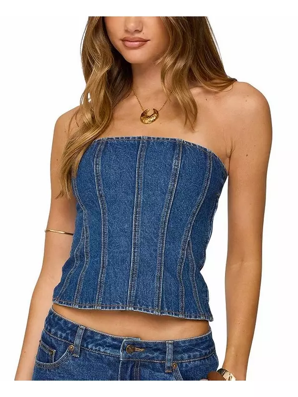 Камелия Корсет Джинсовый Без Бретелек Edikted, синий